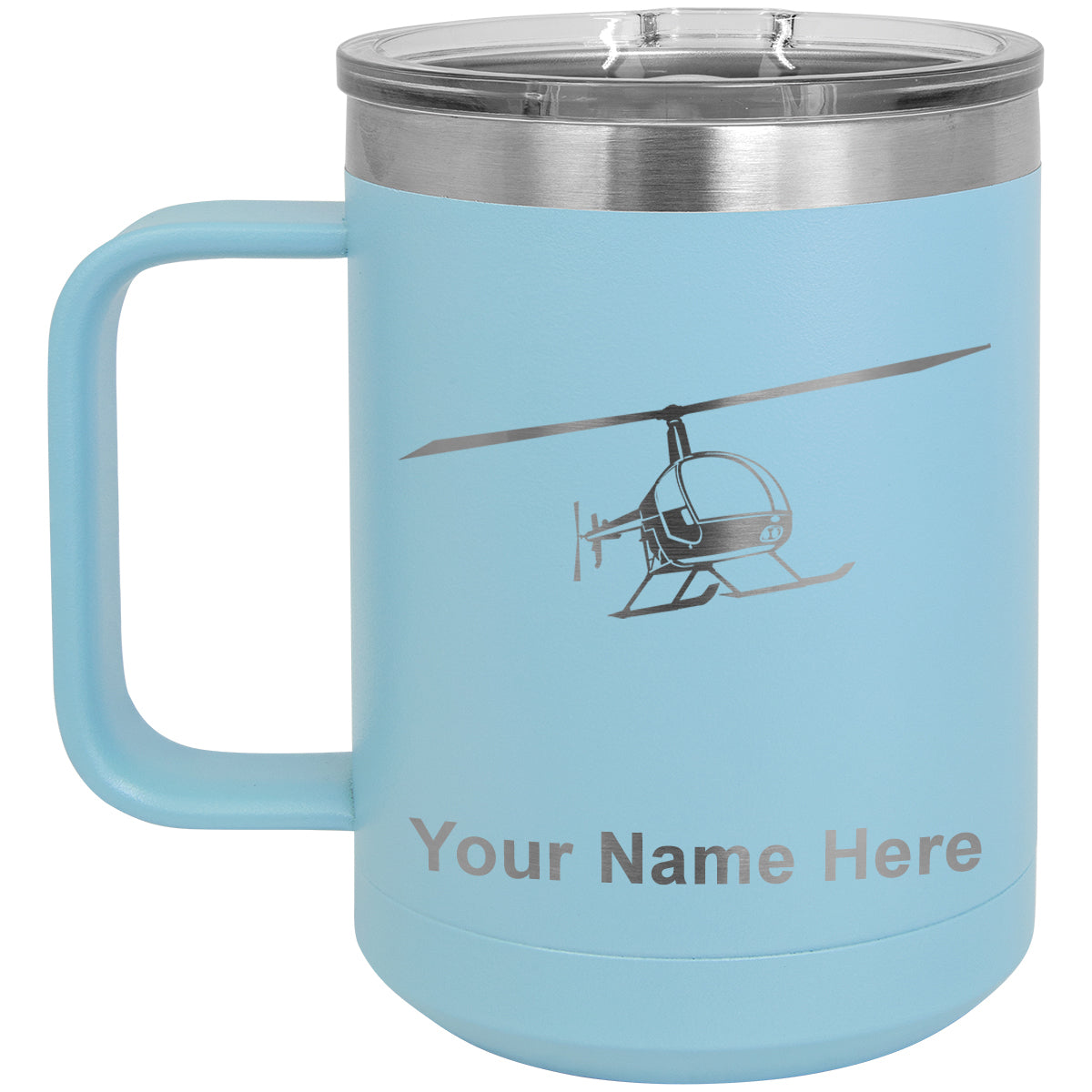 15oz Vacuum Insulated Coffee Mug, Helicopter 2, Personalized Engraving Included