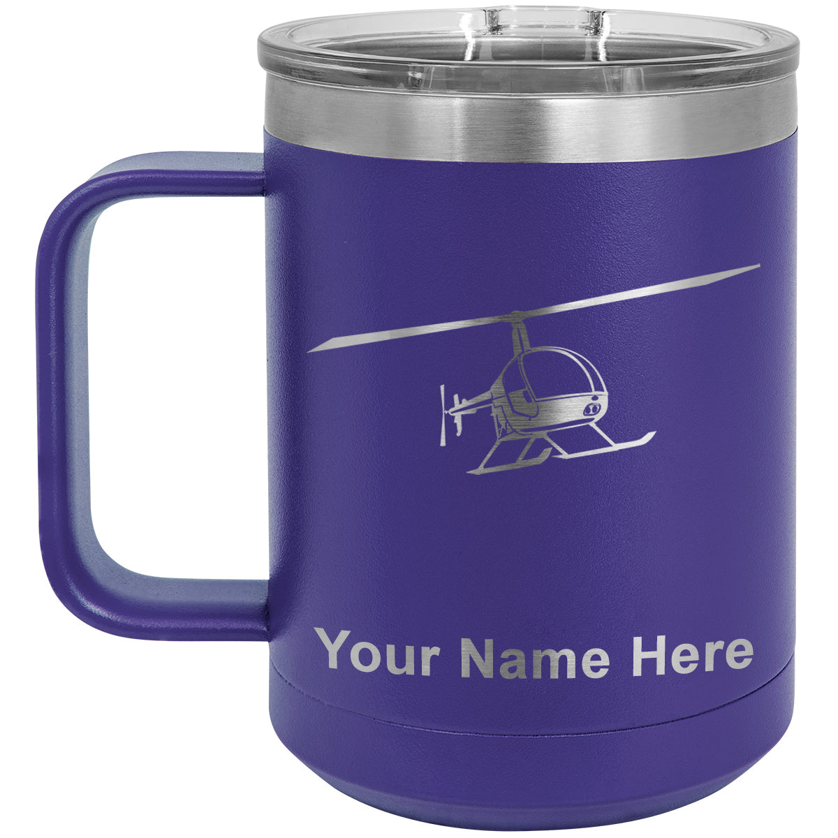 15oz Vacuum Insulated Coffee Mug, Helicopter 2, Personalized Engraving Included