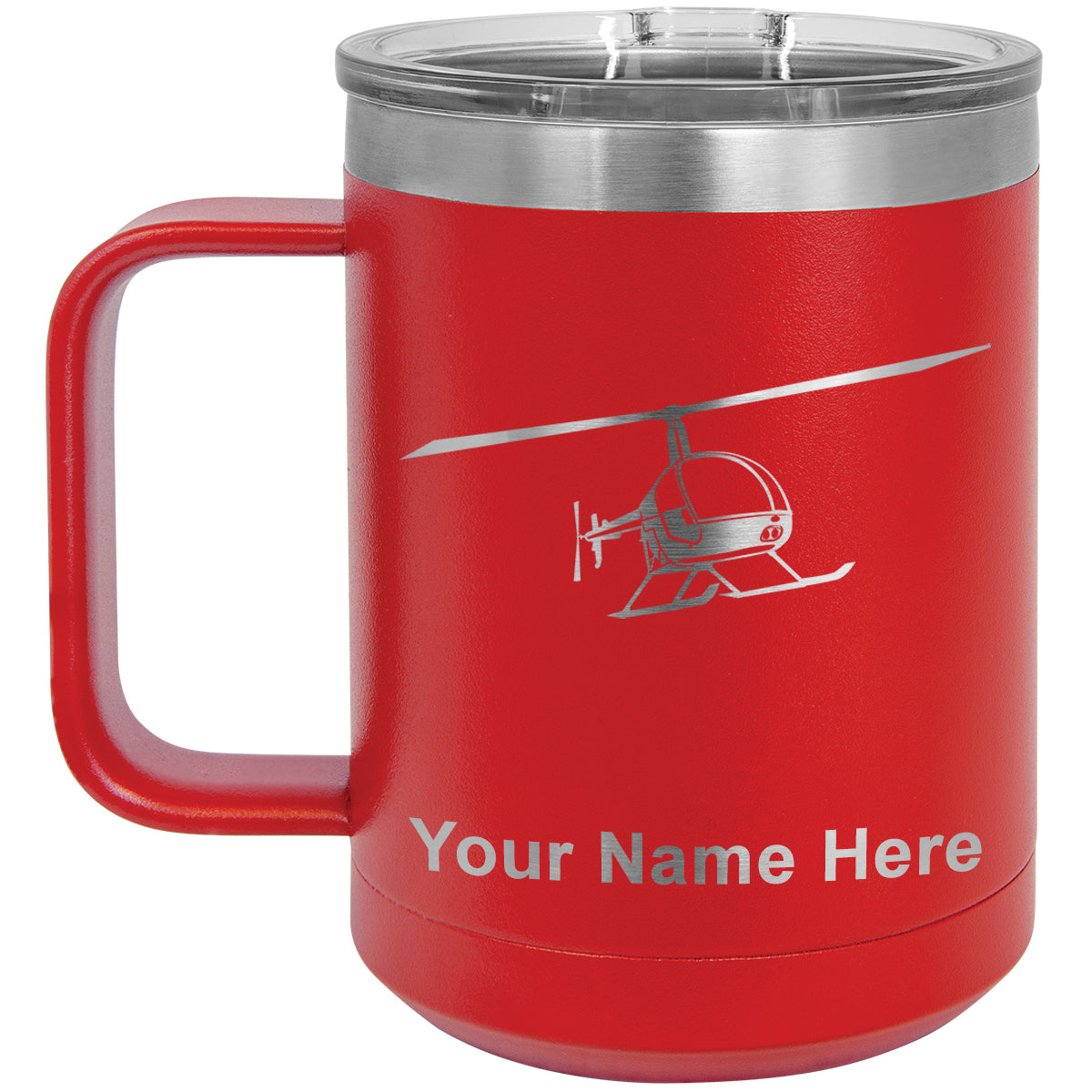 15oz Vacuum Insulated Coffee Mug, Helicopter 2, Personalized Engraving Included