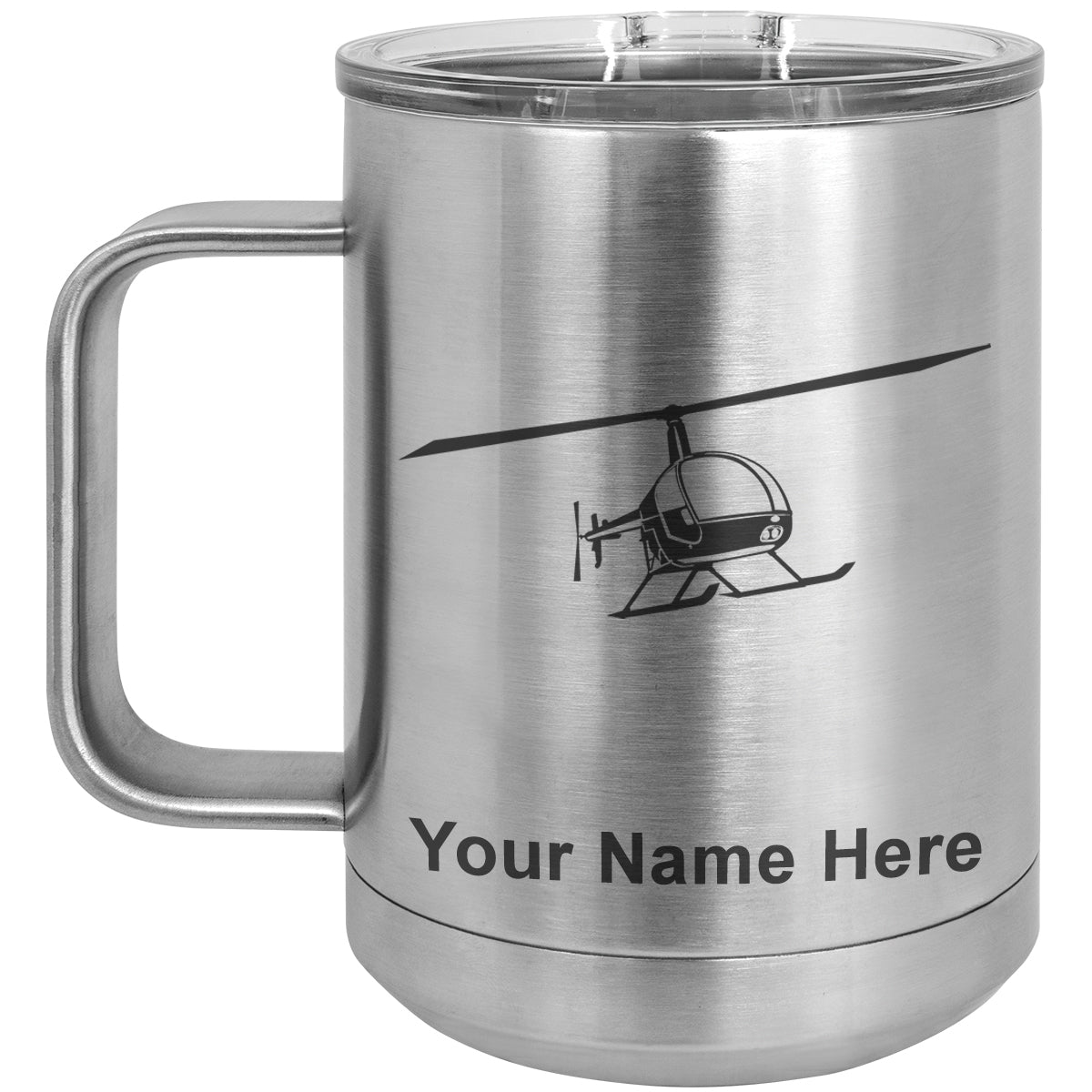 15oz Vacuum Insulated Coffee Mug, Helicopter 2, Personalized Engraving Included