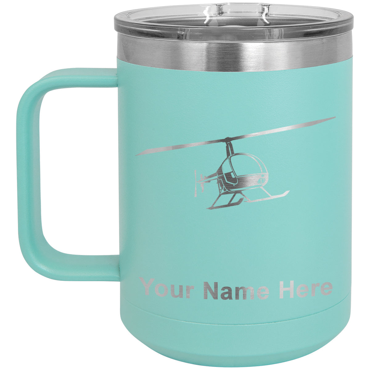 15oz Vacuum Insulated Coffee Mug, Helicopter 2, Personalized Engraving Included