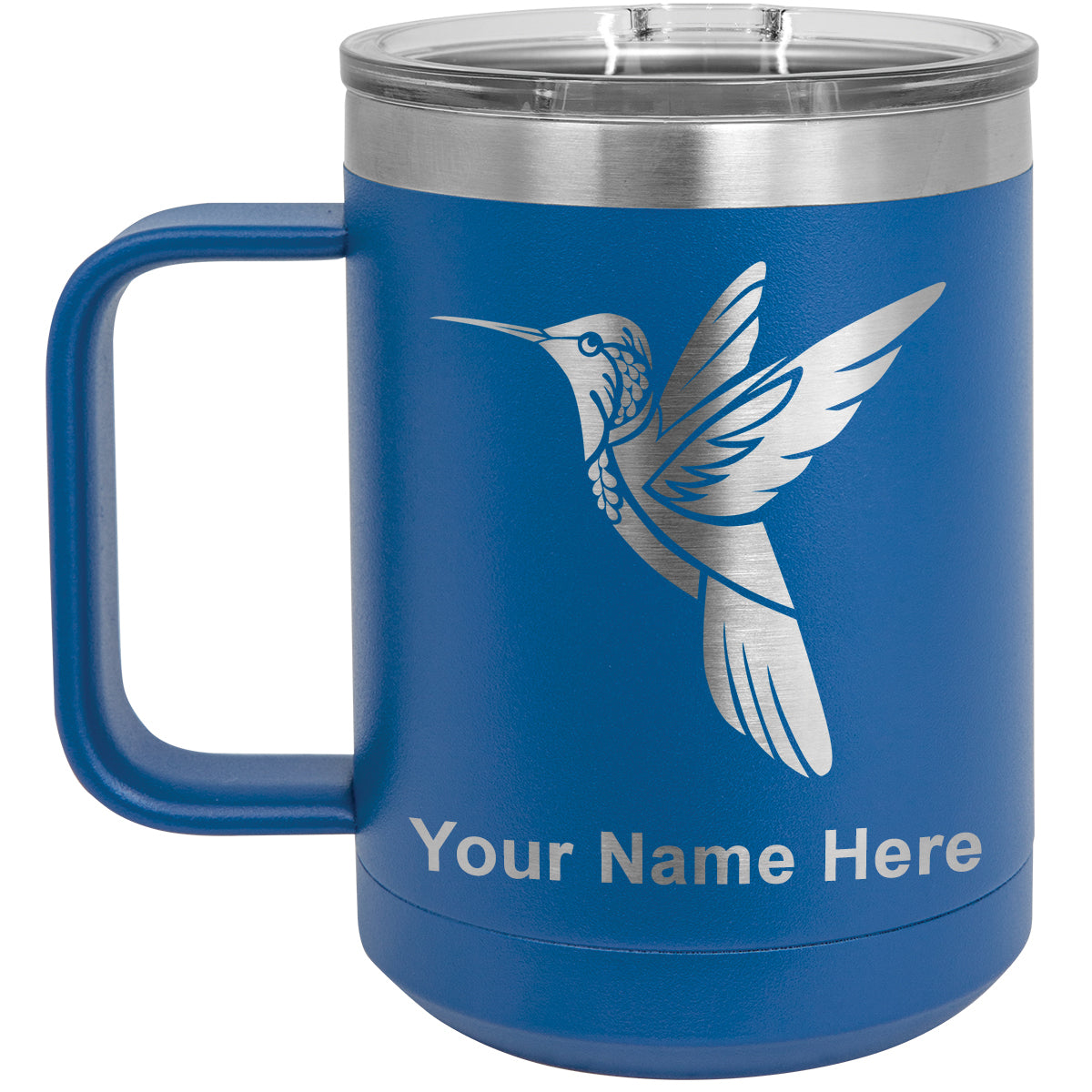 15oz Vacuum Insulated Coffee Mug, Hummingbird, Personalized Engraving Included
