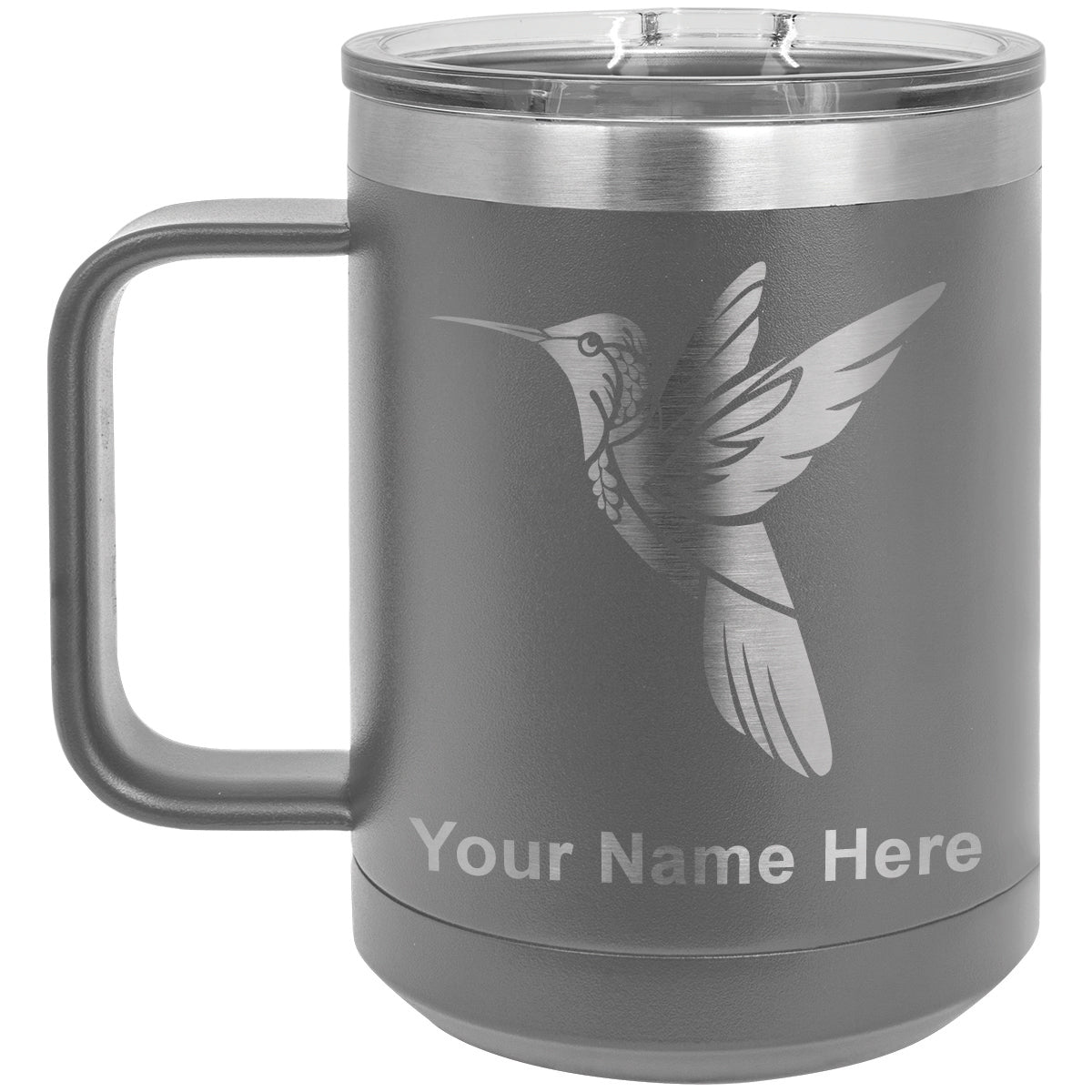 15oz Vacuum Insulated Coffee Mug, Hummingbird, Personalized Engraving Included