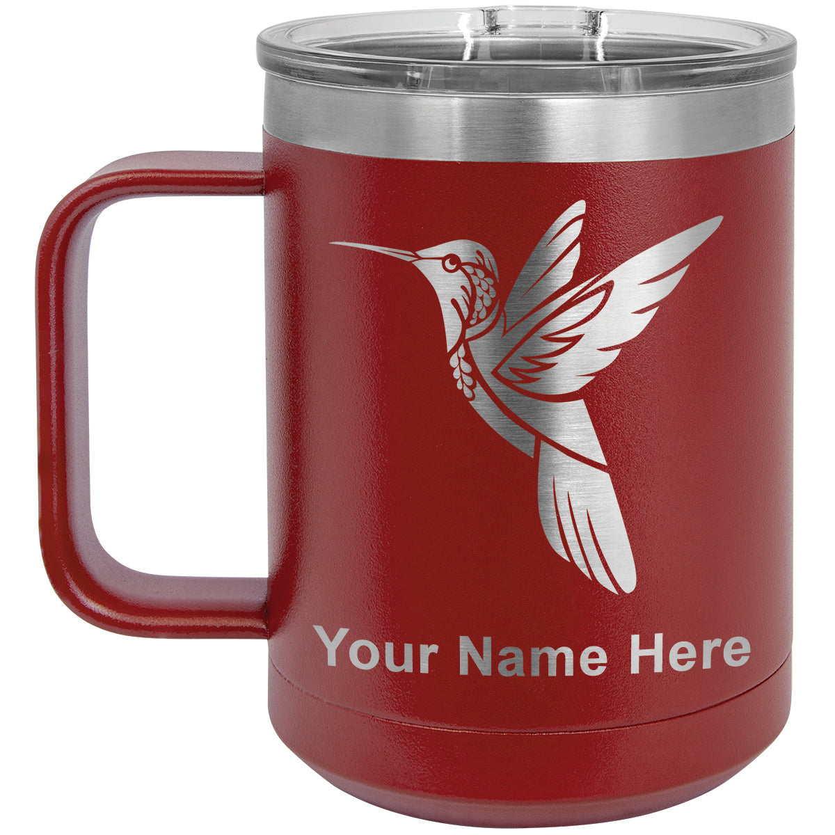 15oz Vacuum Insulated Coffee Mug, Hummingbird, Personalized Engraving Included