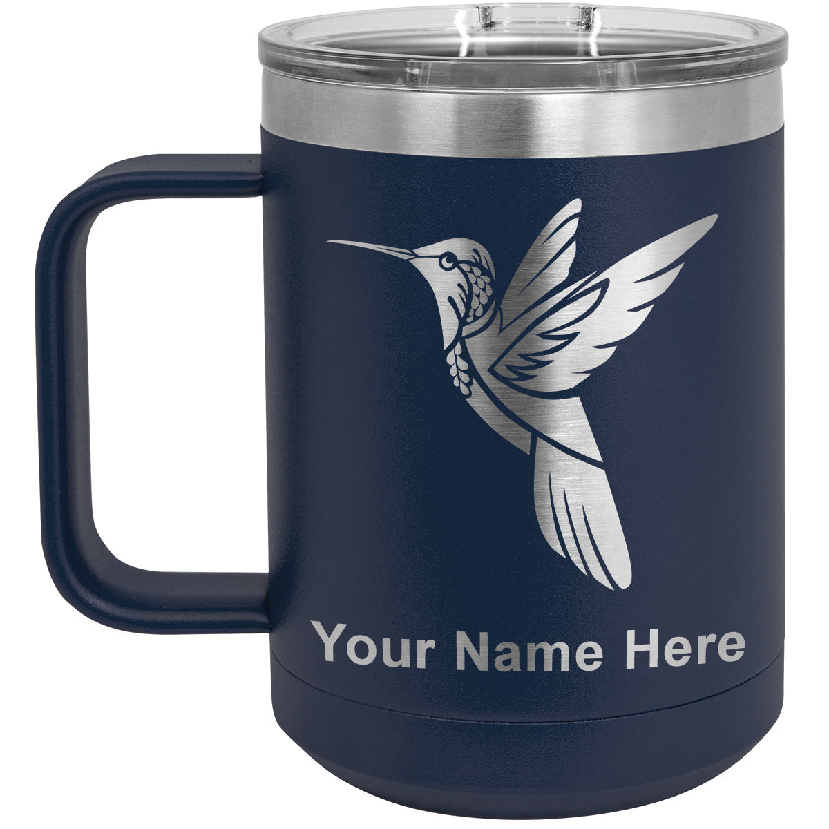 15oz Vacuum Insulated Coffee Mug, Hummingbird, Personalized Engraving Included