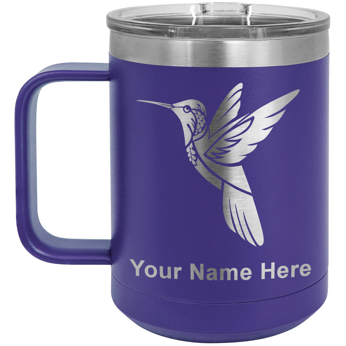 15oz Vacuum Insulated Coffee Mug, Hummingbird, Personalized Engraving Included