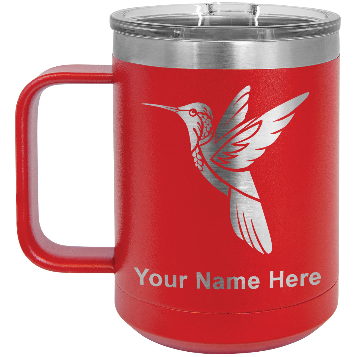 15oz Vacuum Insulated Coffee Mug, Hummingbird, Personalized Engraving Included