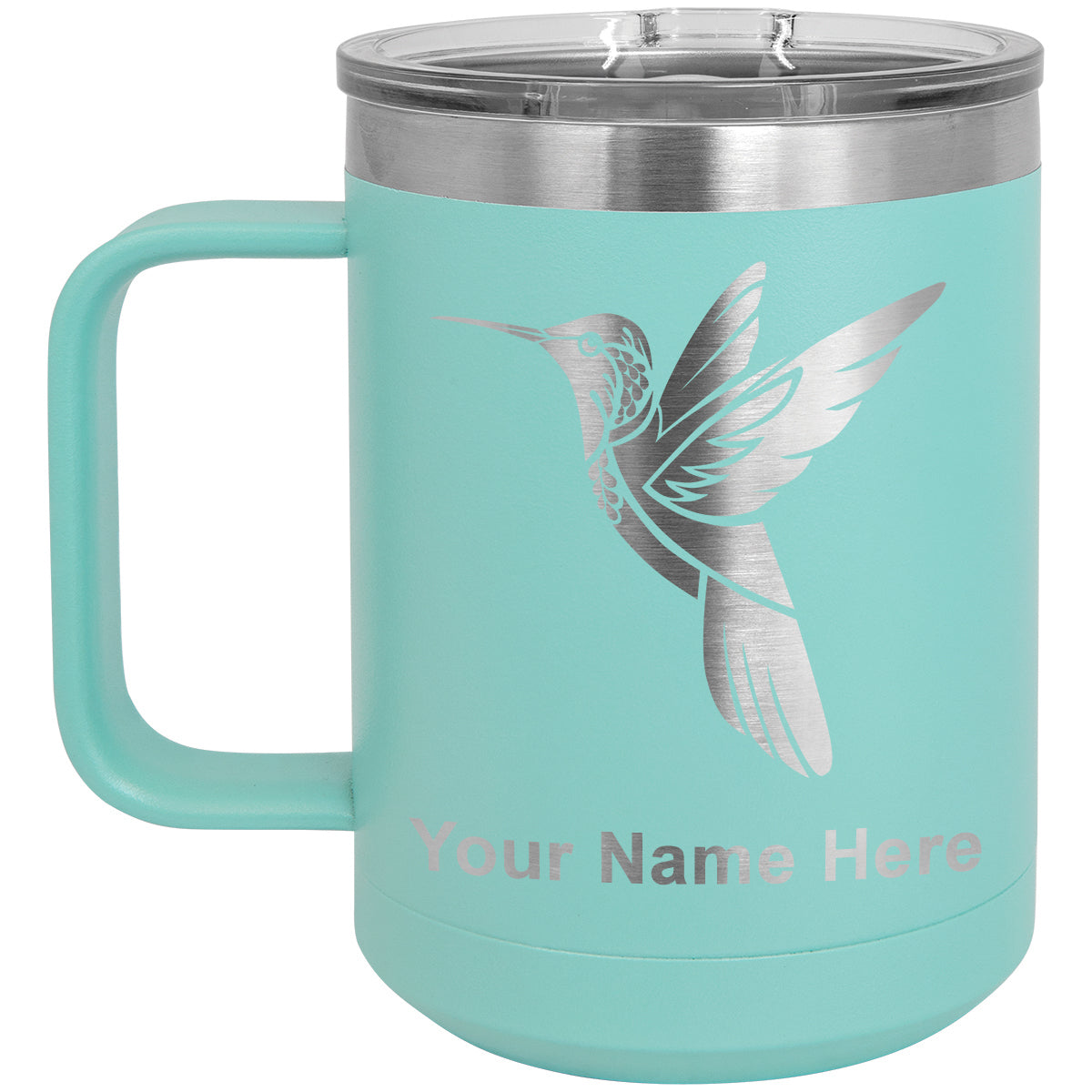 15oz Vacuum Insulated Coffee Mug, Hummingbird, Personalized Engraving Included