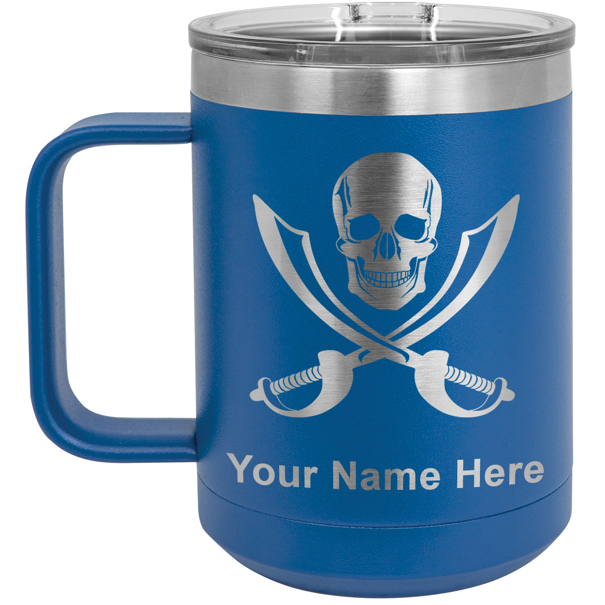 15oz Vacuum Insulated Coffee Mug, Jolly Roger, Personalized Engraving Included