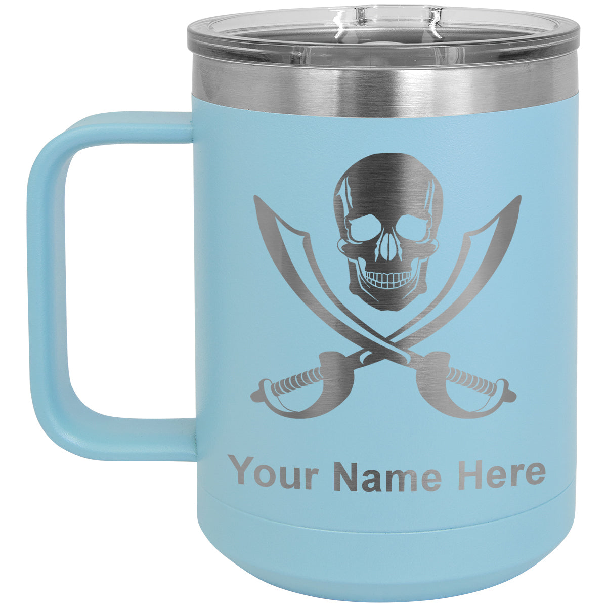 15oz Vacuum Insulated Coffee Mug, Jolly Roger, Personalized Engraving Included