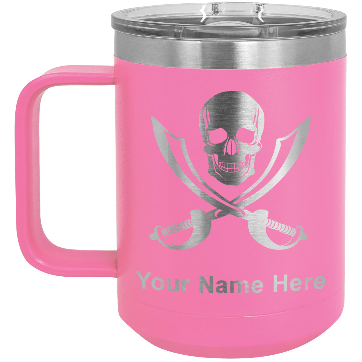 15oz Vacuum Insulated Coffee Mug, Jolly Roger, Personalized Engraving Included