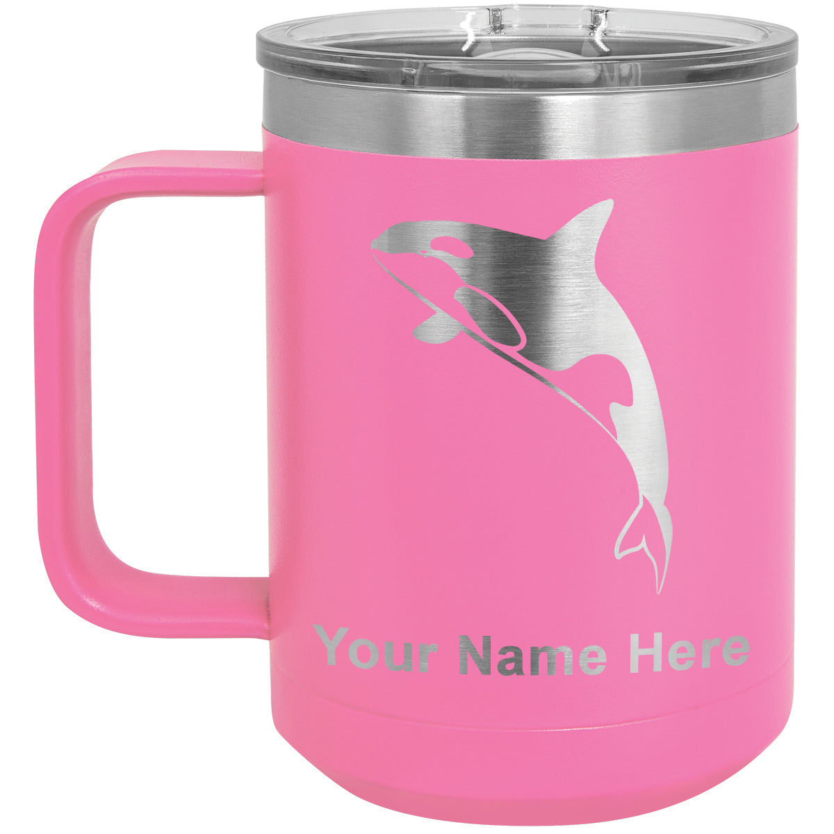 15oz Vacuum Insulated Coffee Mug, Killer Whale, Personalized Engraving Included