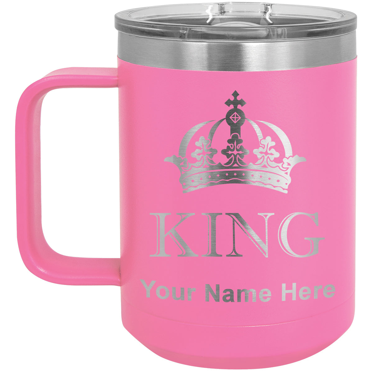 15oz Vacuum Insulated Coffee Mug, King Crown, Personalized Engraving Included