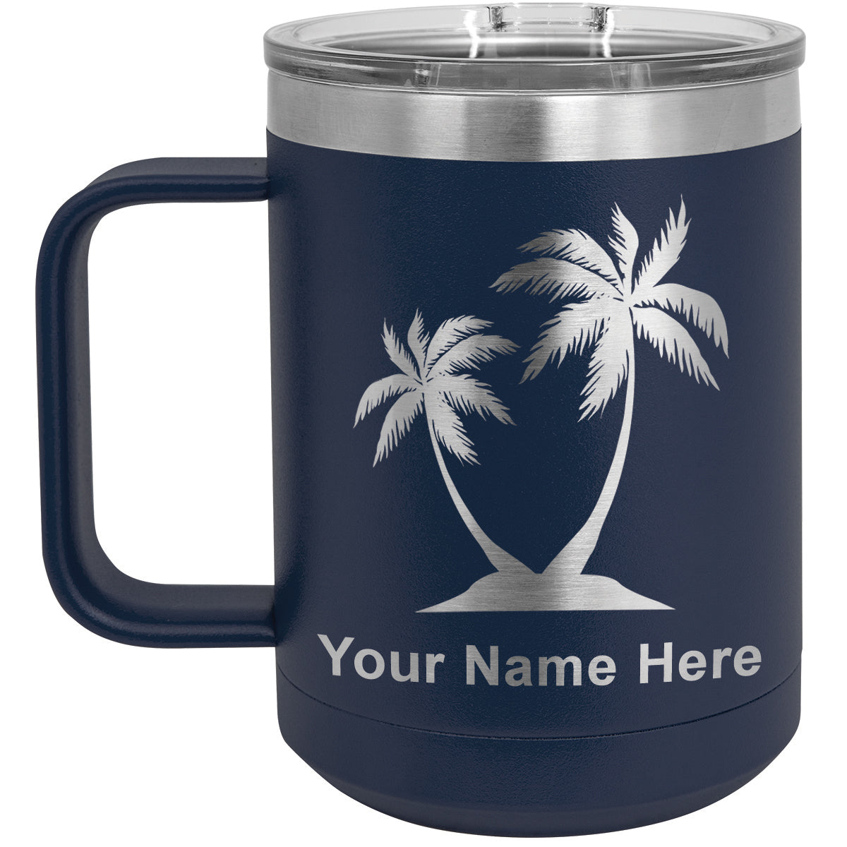 15oz Vacuum Insulated Coffee Mug, Palm Trees, Personalized Engraving Included