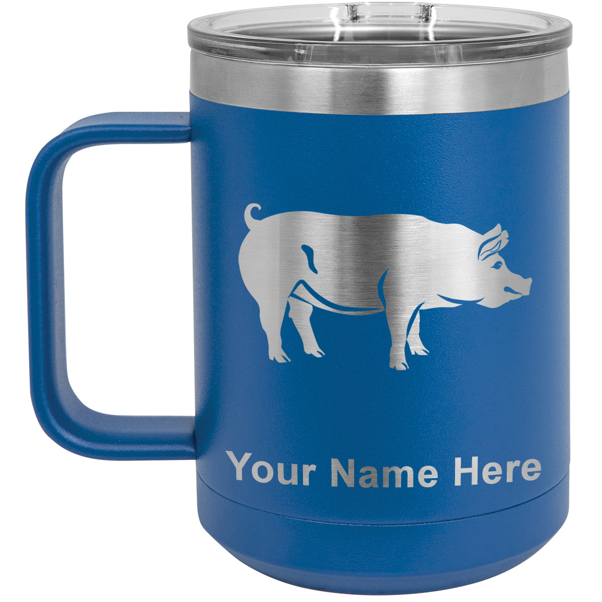 15oz Vacuum Insulated Coffee Mug, Pig, Personalized Engraving Included