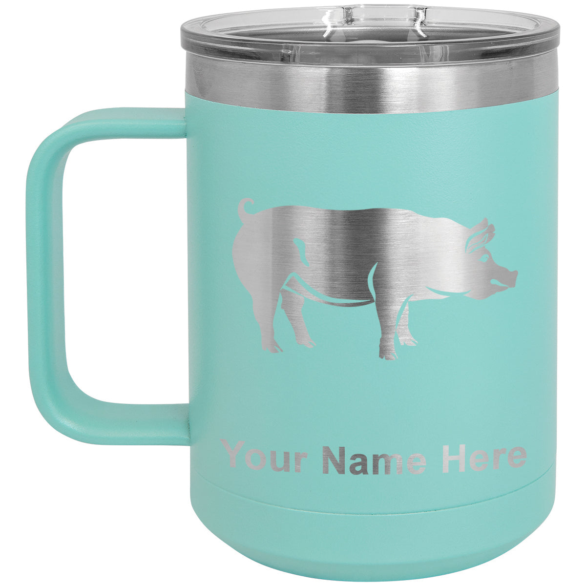 15oz Vacuum Insulated Coffee Mug, Pig, Personalized Engraving Included