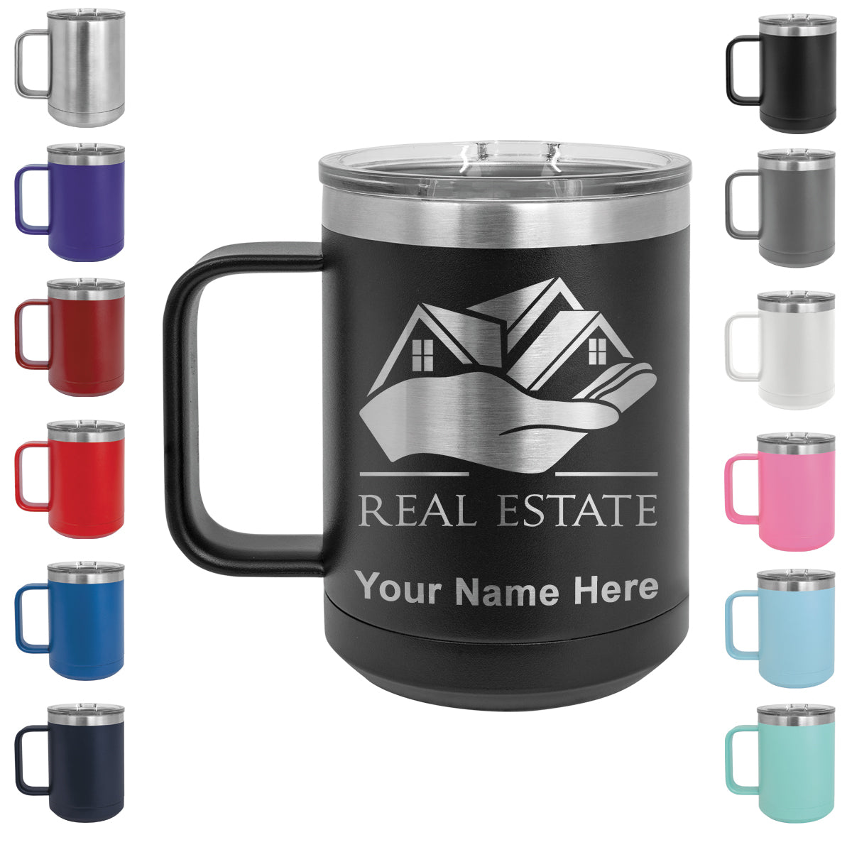 15oz Vacuum Insulated Coffee Mug, Real Estate, Personalized Engraving Included