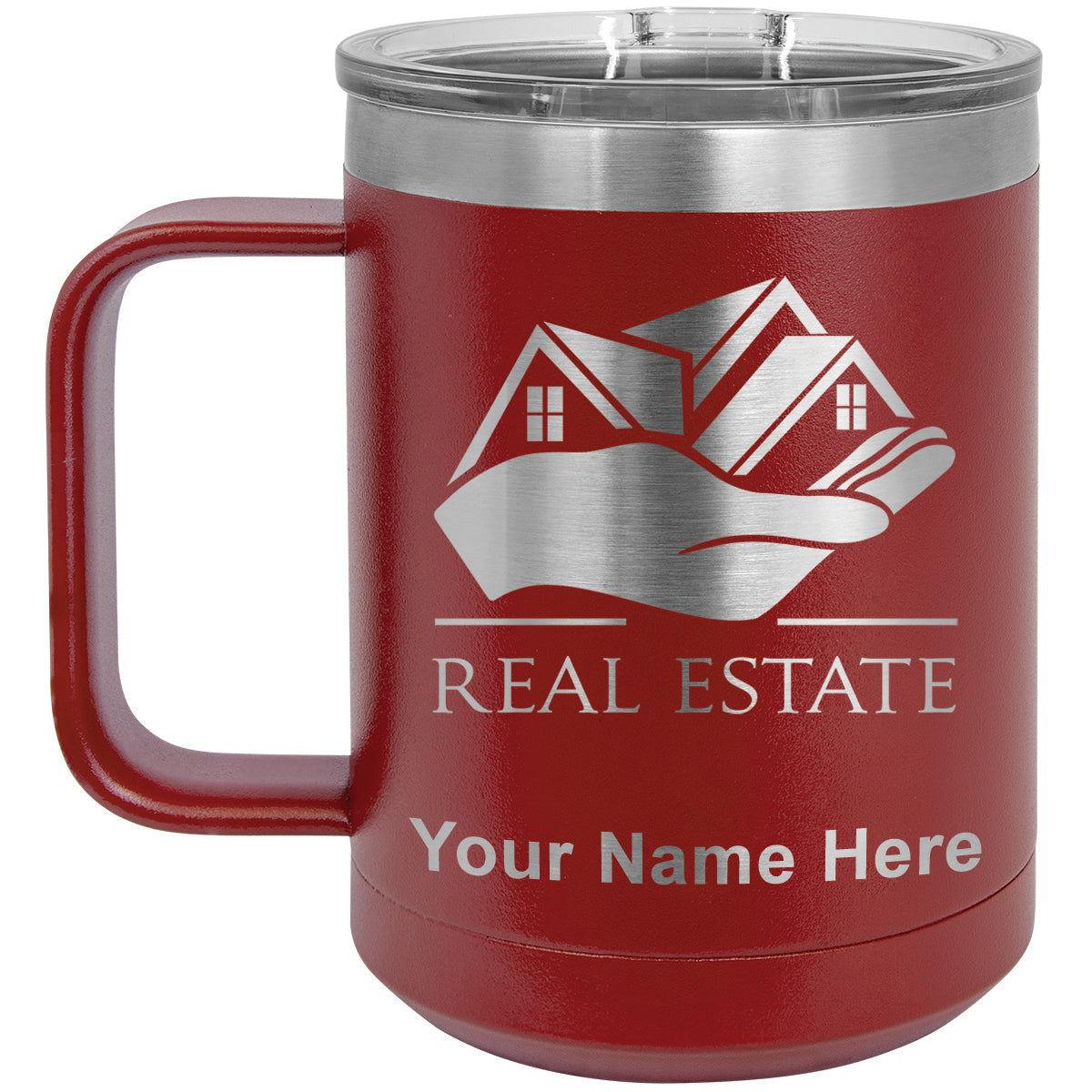 15oz Vacuum Insulated Coffee Mug, Real Estate, Personalized Engraving Included