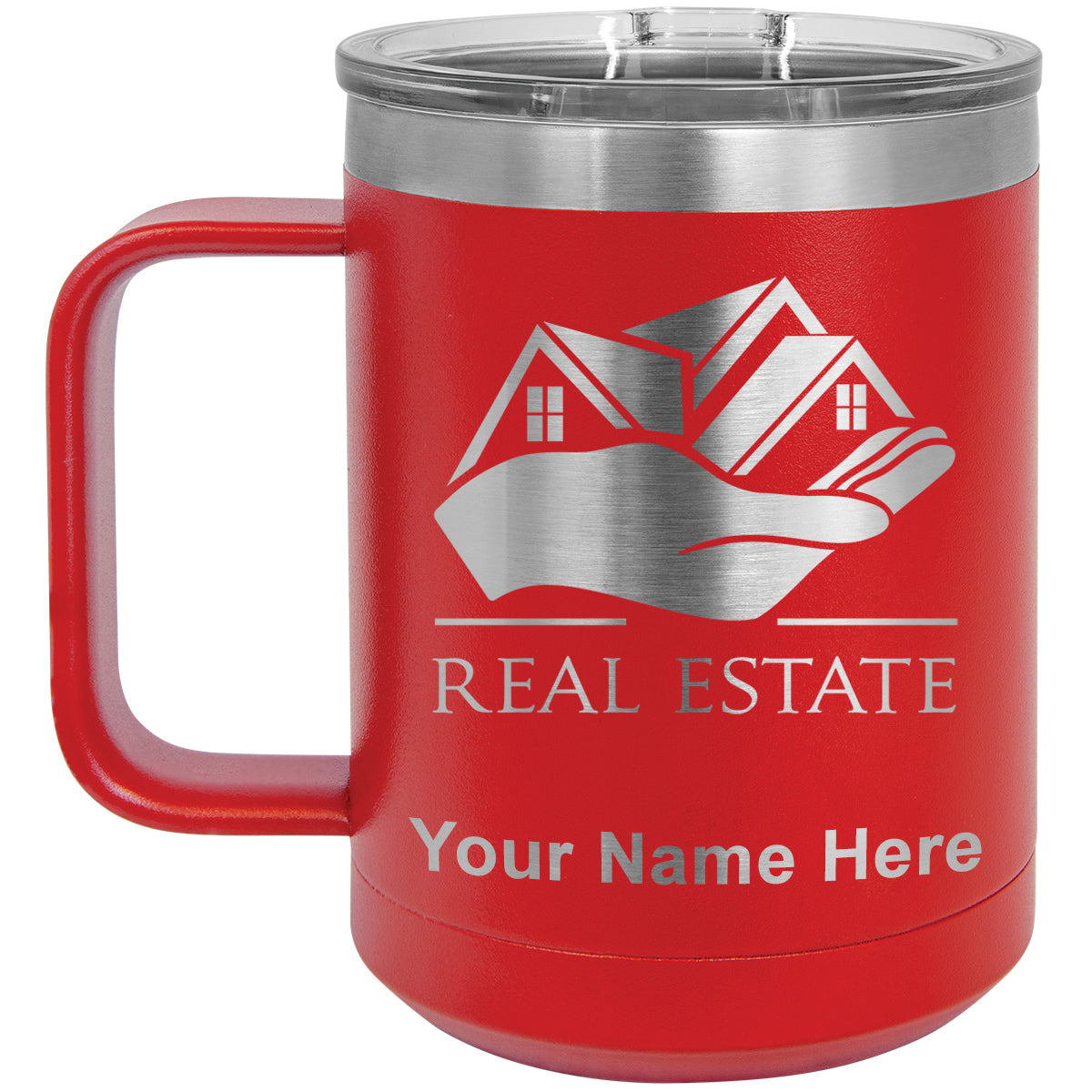 15oz Vacuum Insulated Coffee Mug, Real Estate, Personalized Engraving Included
