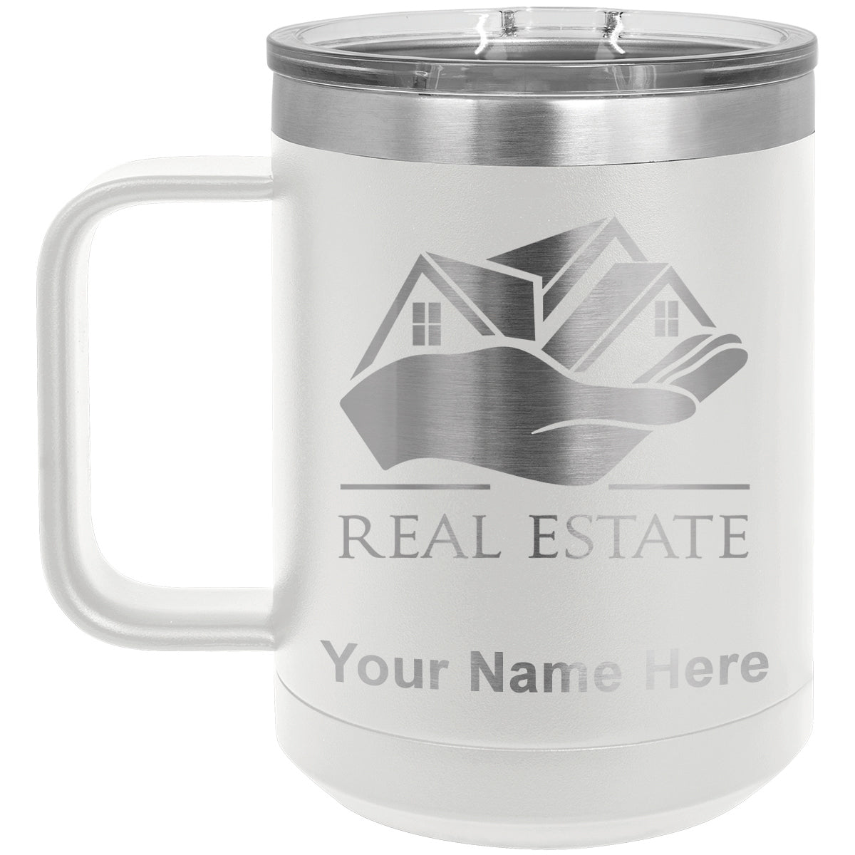 15oz Vacuum Insulated Coffee Mug, Real Estate, Personalized Engraving Included