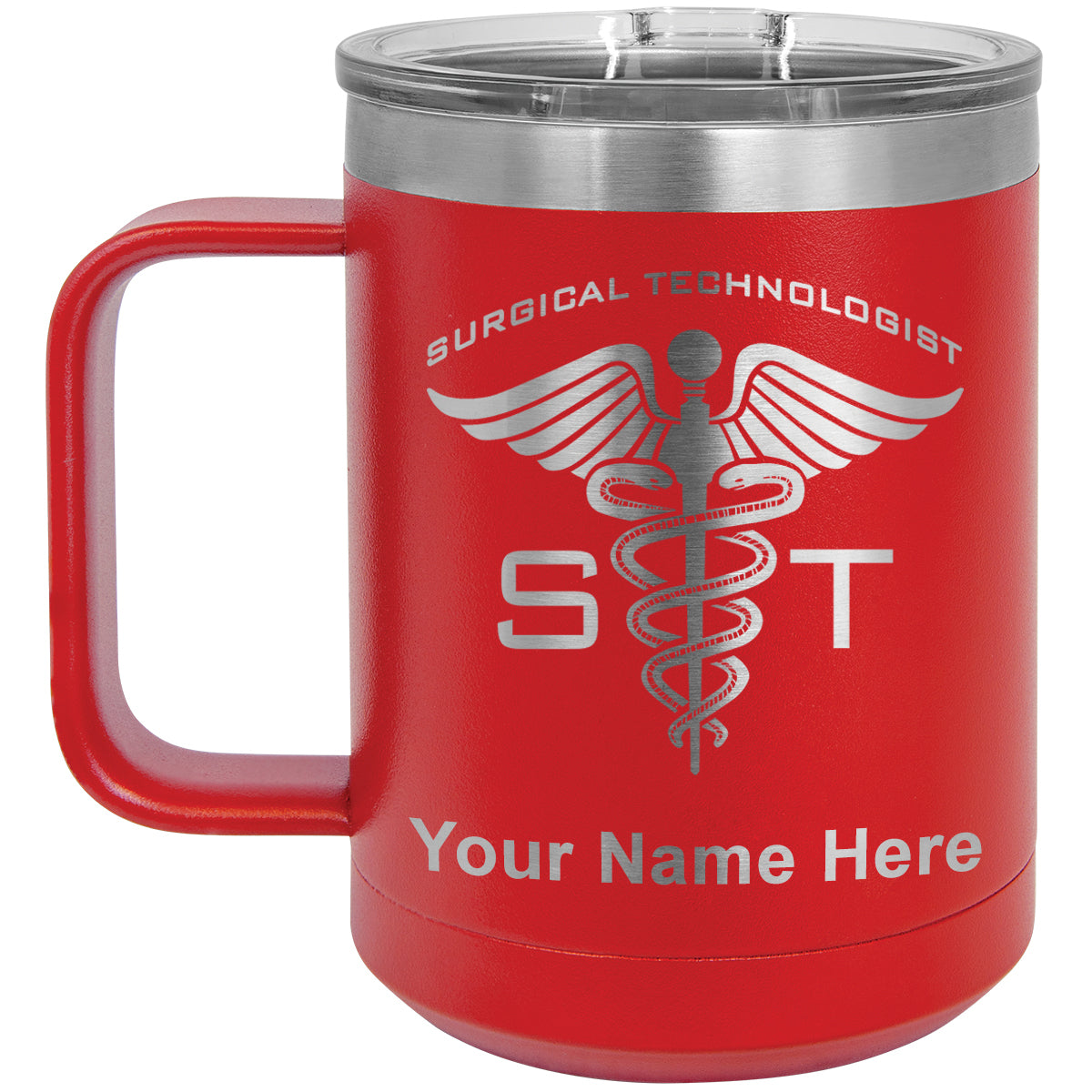 15oz Vacuum Insulated Coffee Mug, ST Surgical Technologist, Personalized Engraving Included