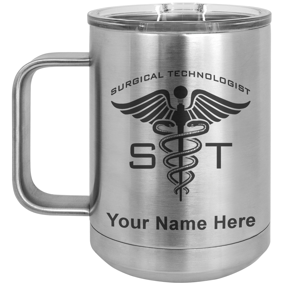 15oz Vacuum Insulated Coffee Mug, ST Surgical Technologist, Personalized Engraving Included