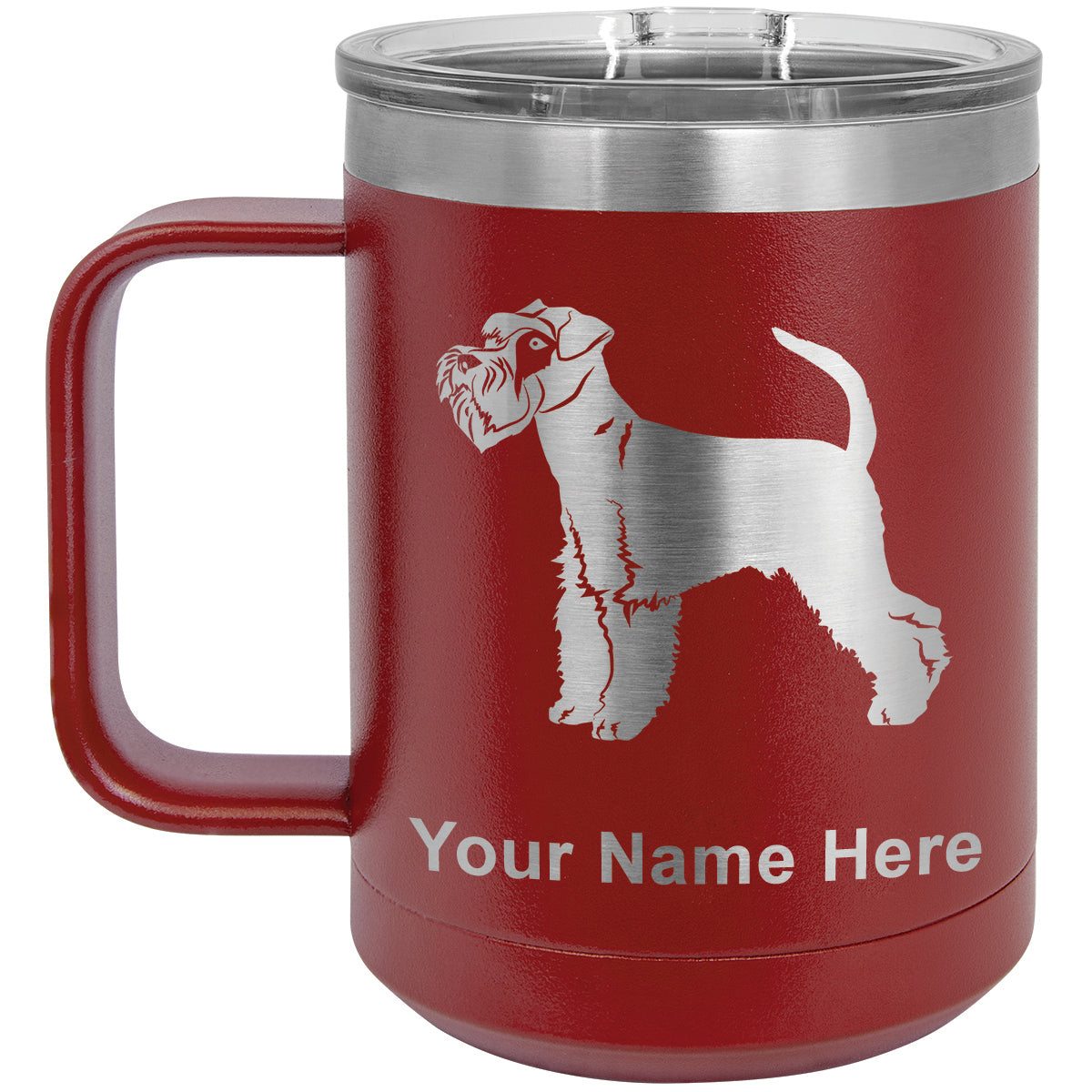 15oz Vacuum Insulated Coffee Mug, Schnauzer Dog, Personalized Engraving Included