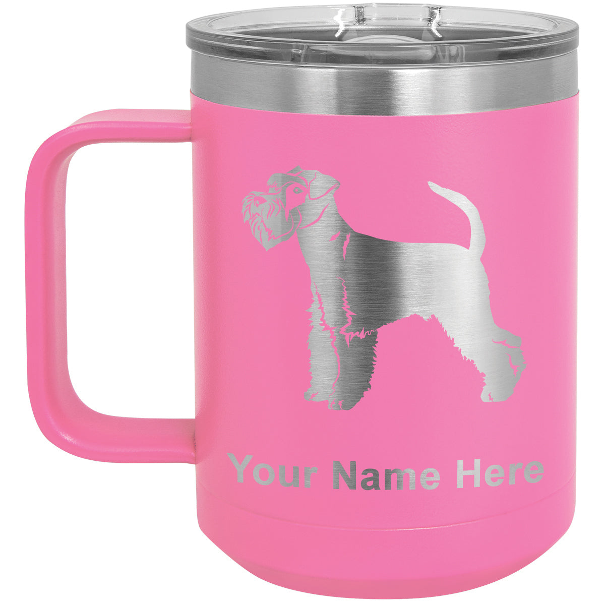 15oz Vacuum Insulated Coffee Mug, Schnauzer Dog, Personalized Engraving Included