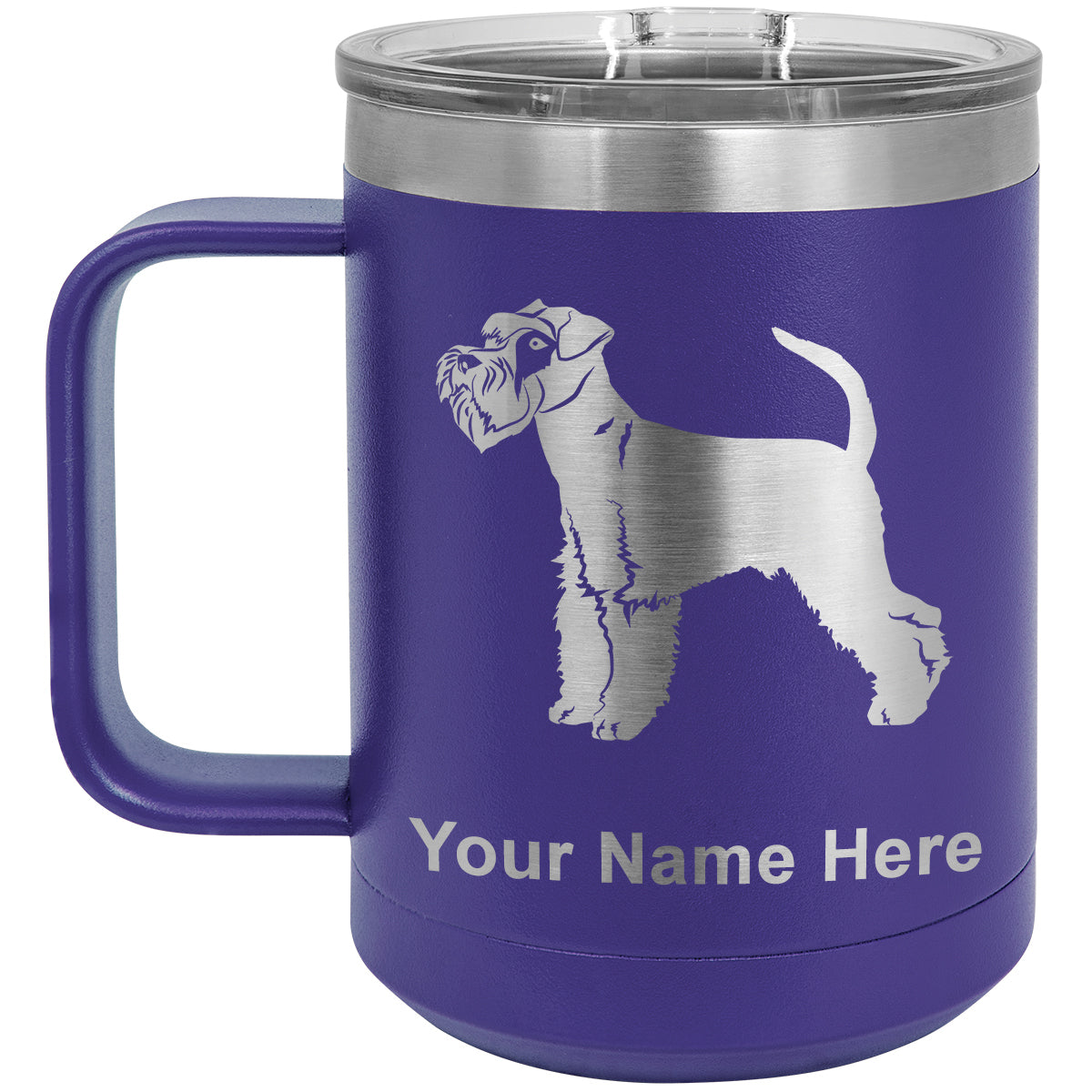 15oz Vacuum Insulated Coffee Mug, Schnauzer Dog, Personalized Engraving Included