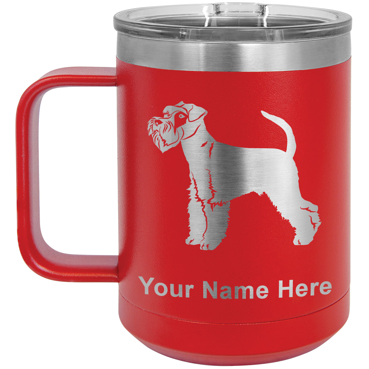 15oz Vacuum Insulated Coffee Mug, Schnauzer Dog, Personalized Engraving Included
