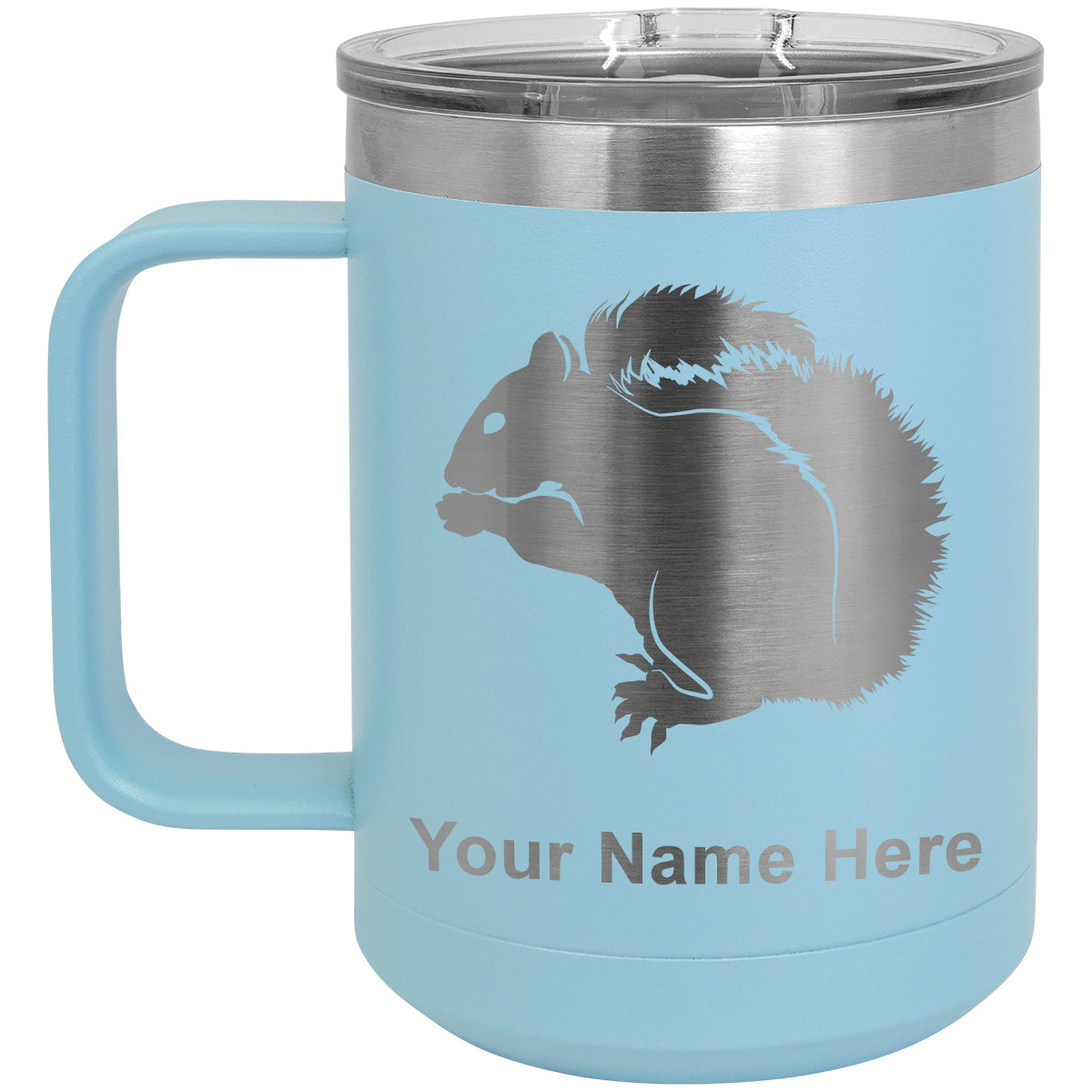 15oz Vacuum Insulated Coffee Mug, Squirrel, Personalized Engraving Included