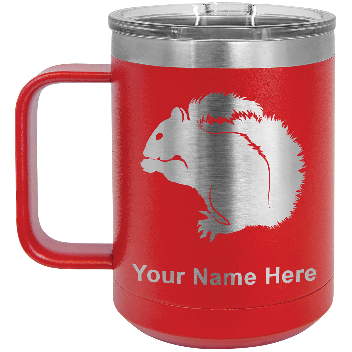 15oz Vacuum Insulated Coffee Mug, Squirrel, Personalized Engraving Included