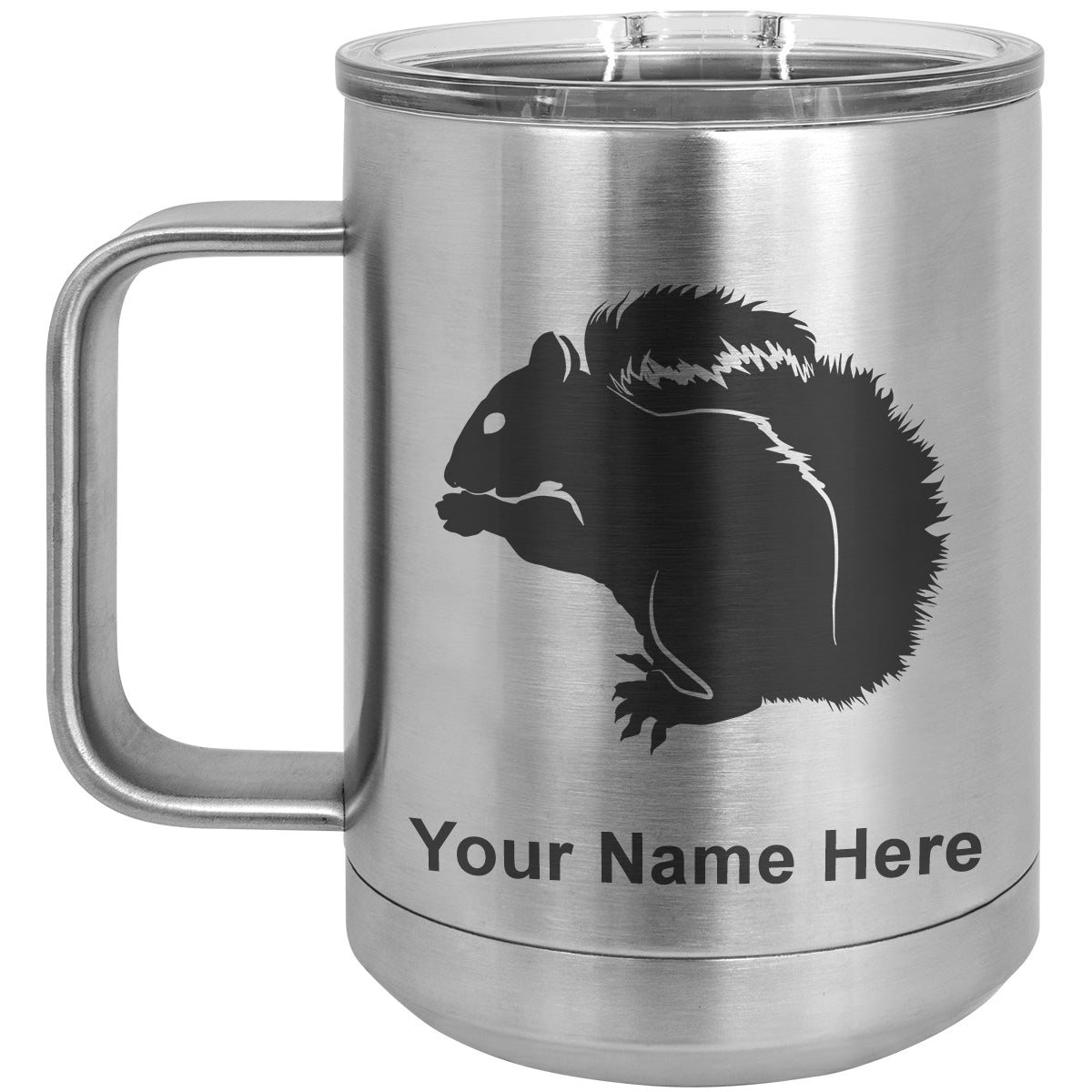 15oz Vacuum Insulated Coffee Mug, Squirrel, Personalized Engraving Included