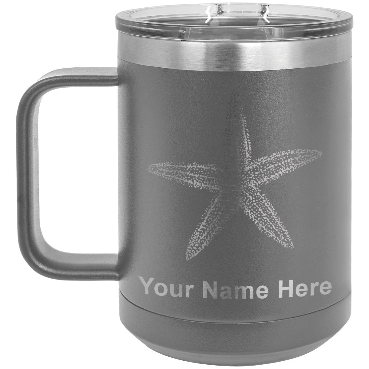 15oz Vacuum Insulated Coffee Mug, Starfish, Personalized Engraving Included