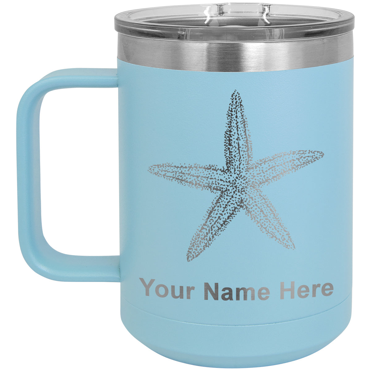 15oz Vacuum Insulated Coffee Mug, Starfish, Personalized Engraving Included