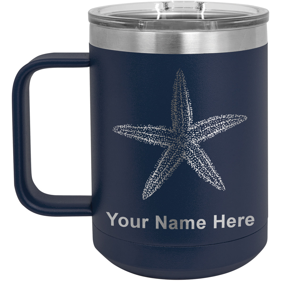 15oz Vacuum Insulated Coffee Mug, Starfish, Personalized Engraving Included