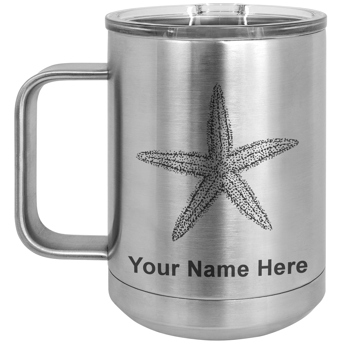 15oz Vacuum Insulated Coffee Mug, Starfish, Personalized Engraving Included