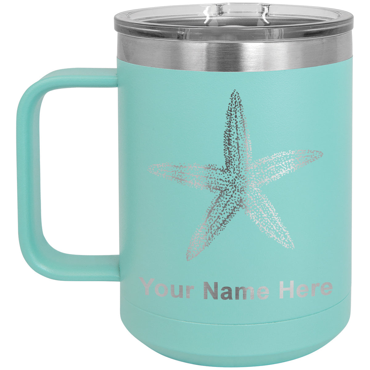 15oz Vacuum Insulated Coffee Mug, Starfish, Personalized Engraving Included