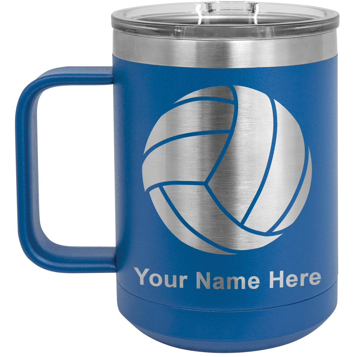 15oz Vacuum Insulated Coffee Mug, Volleyball Ball, Personalized Engraving Included