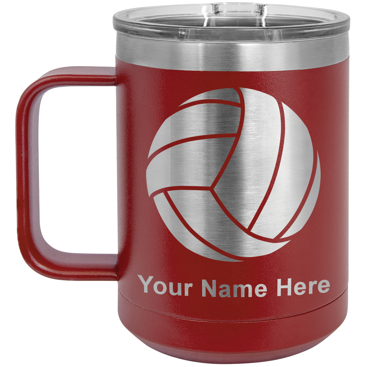 15oz Vacuum Insulated Coffee Mug, Volleyball Ball, Personalized Engraving Included