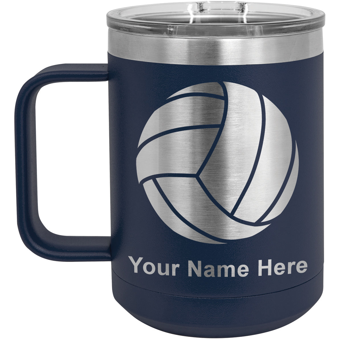 15oz Vacuum Insulated Coffee Mug, Volleyball Ball, Personalized Engraving Included