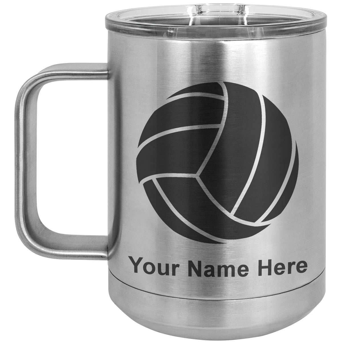 15oz Vacuum Insulated Coffee Mug, Volleyball Ball, Personalized Engraving Included