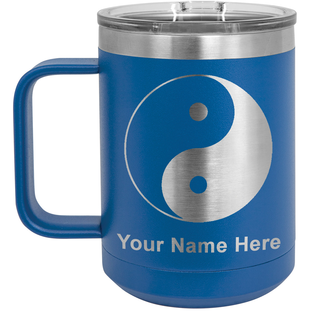 15oz Vacuum Insulated Coffee Mug, Yin Yang, Personalized Engraving Included