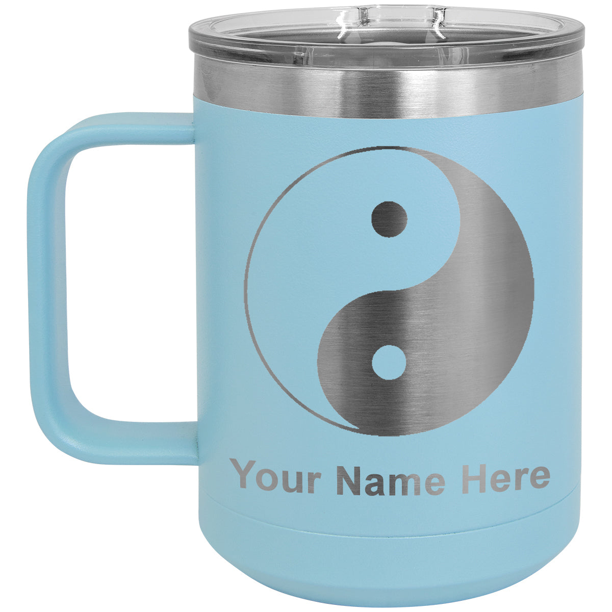 15oz Vacuum Insulated Coffee Mug, Yin Yang, Personalized Engraving Included