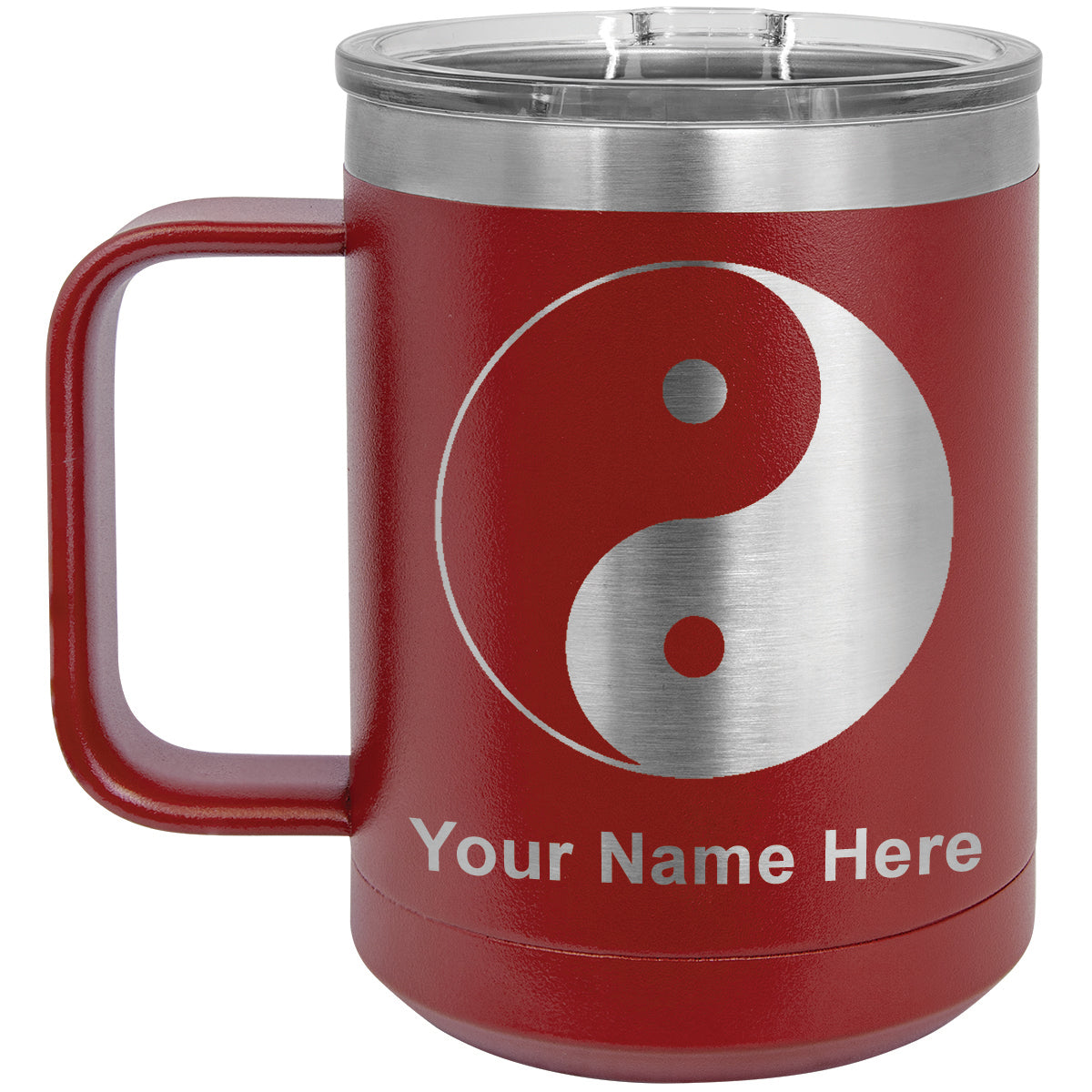 15oz Vacuum Insulated Coffee Mug, Yin Yang, Personalized Engraving Included
