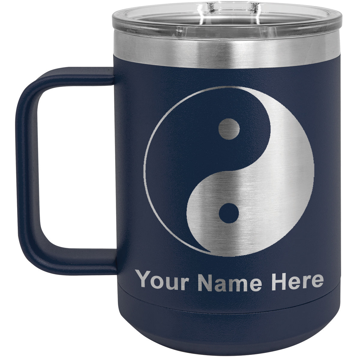 15oz Vacuum Insulated Coffee Mug, Yin Yang, Personalized Engraving Included