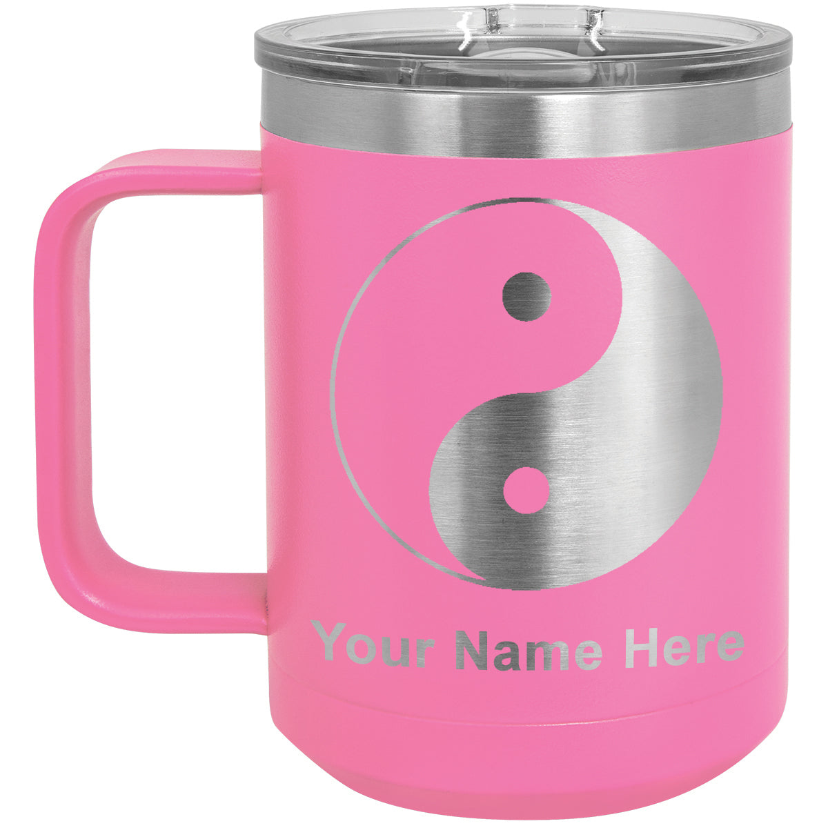 15oz Vacuum Insulated Coffee Mug, Yin Yang, Personalized Engraving Included