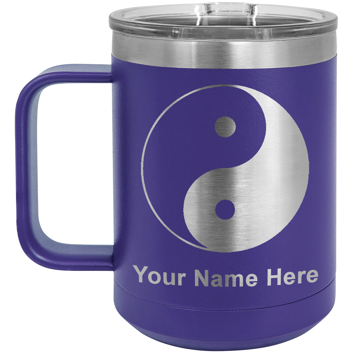 15oz Vacuum Insulated Coffee Mug, Yin Yang, Personalized Engraving Included