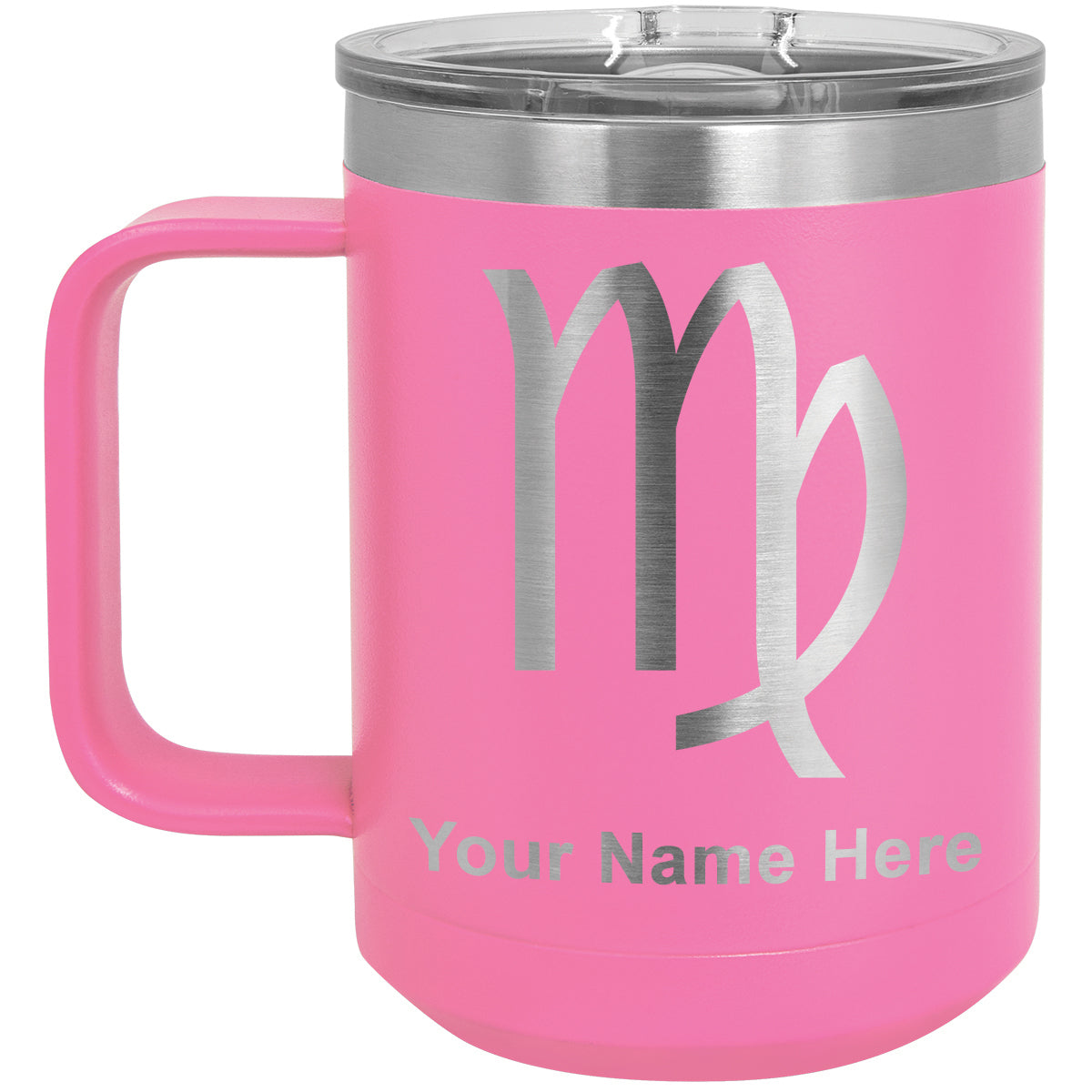 15oz Vacuum Insulated Coffee Mug, Zodiac Sign Virgo, Personalized Engraving Included
