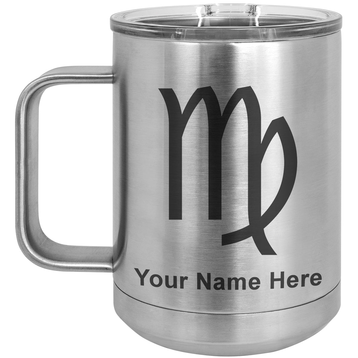 15oz Vacuum Insulated Coffee Mug, Zodiac Sign Virgo, Personalized Engraving Included